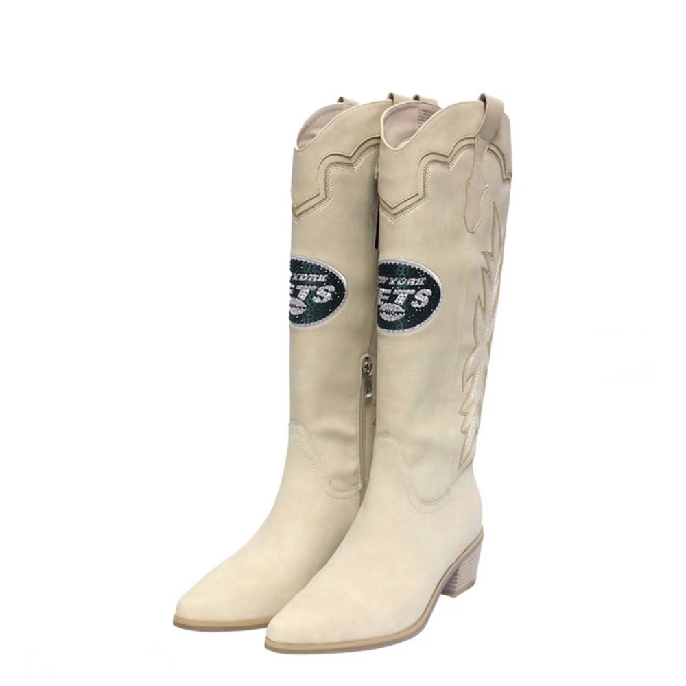 New York Jets Cuce Cream Cowboy Boots